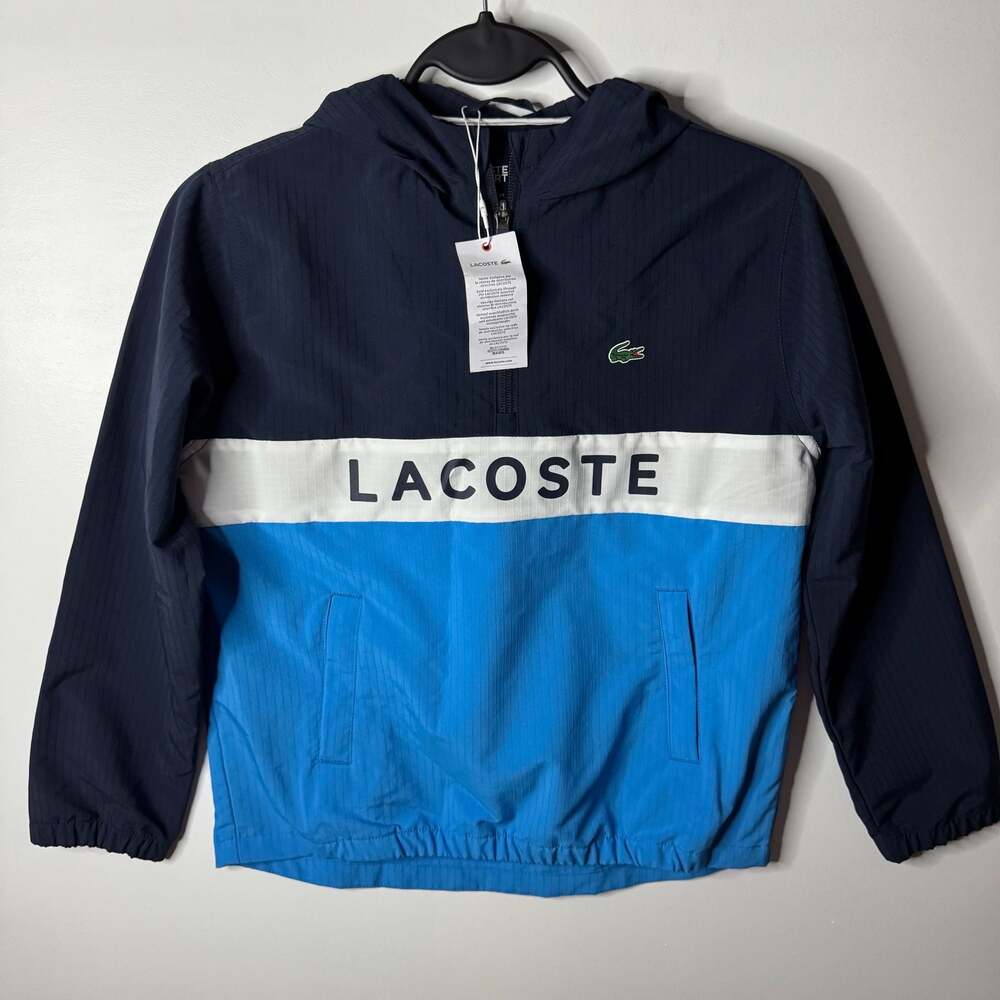 Lacoste Sport Kids Unisex Colorblock Hooded Windbreaker Jacket NWT
